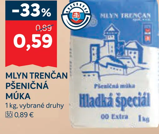 Mlyn Trenčan pšeničná múka hladká špeciál 00 extra