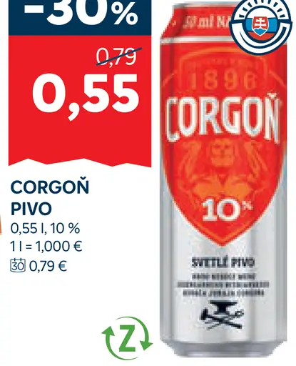 Corgoň pivo plechovka