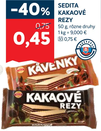 Sedita kávenky a kakaové rezy