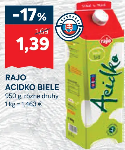 Rajo Acidko biele rôzne druhy
