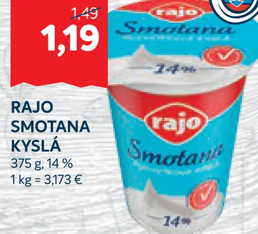Rajo smotana kyslá 14%