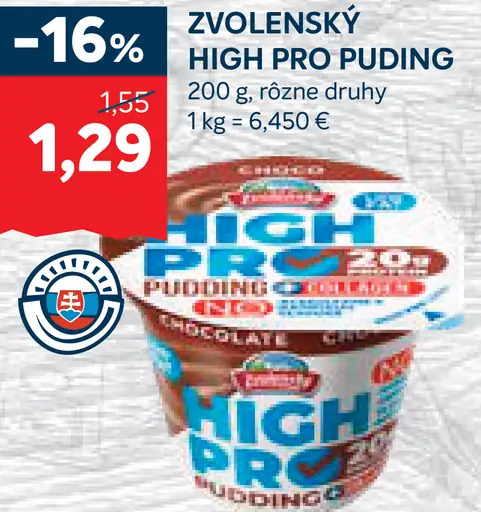 Zvolenský High Pro puding rôzne druhy