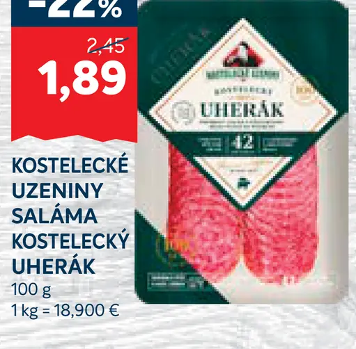Kostelecké Uzeniny saláma Kostelecký uherák