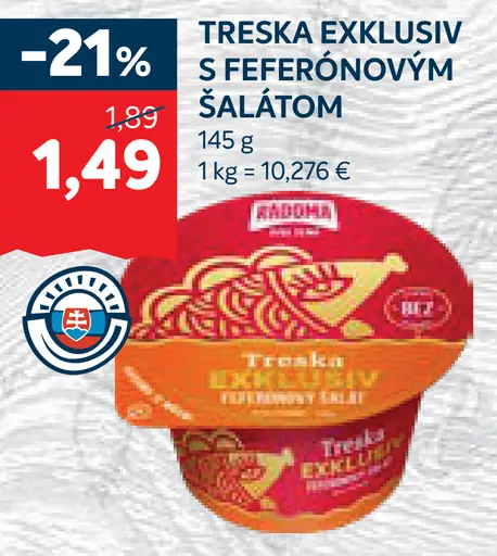 Radoma Treska Exklusiv s feferónovým šalátom