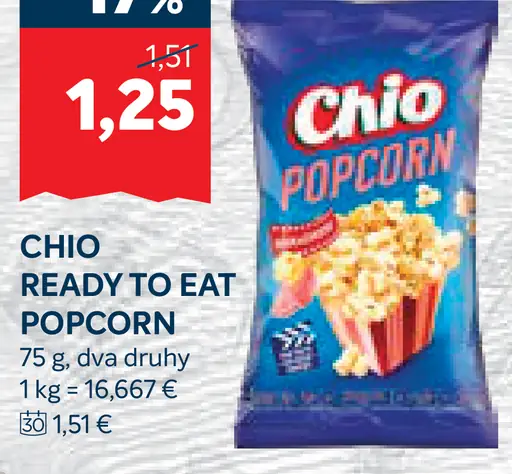 Chio Ready to Eat Popcorn slaný alebo sladký