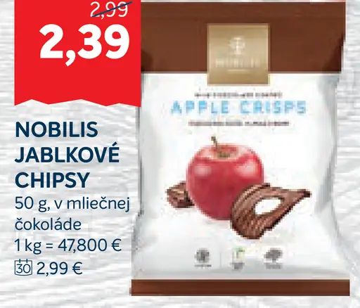 Nobilis Jablkové chipsy s mliečnou čokoládou