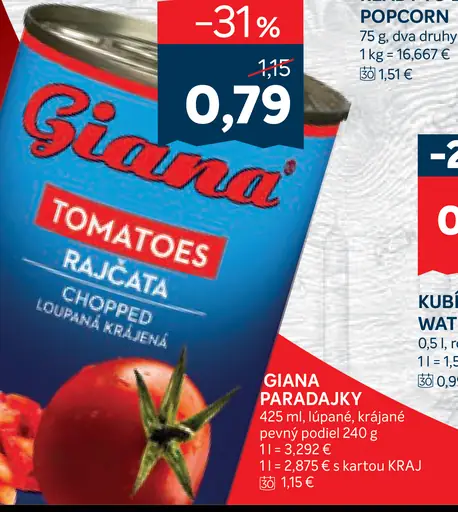 Giana paradajky lúpané krájané