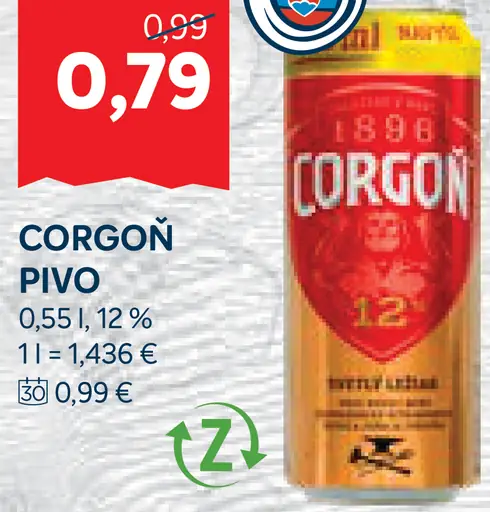 Corgoň pivo plechovka