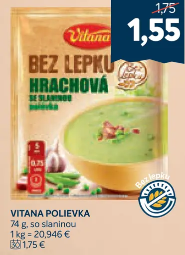 Vitana bez lepku hrachová polievka so slaninou