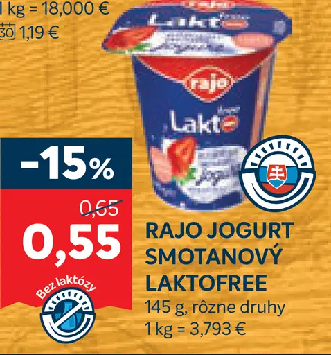 Rajo Smotanový jogurt laktofree