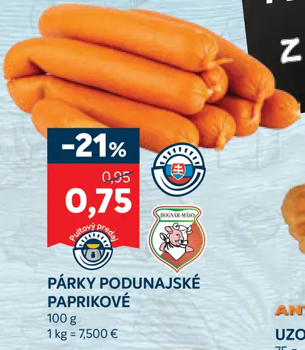 Párky Podunajské paprikové