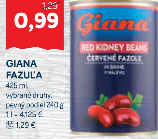 Giana fazuľa červené v náleve