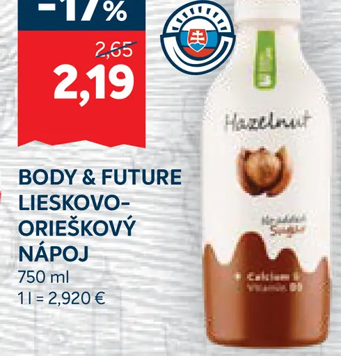 Body & Future Lieskovo-orieškový nápoj