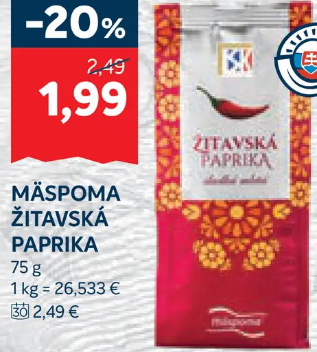 Mäspoma Žitavská paprika sladká mletá