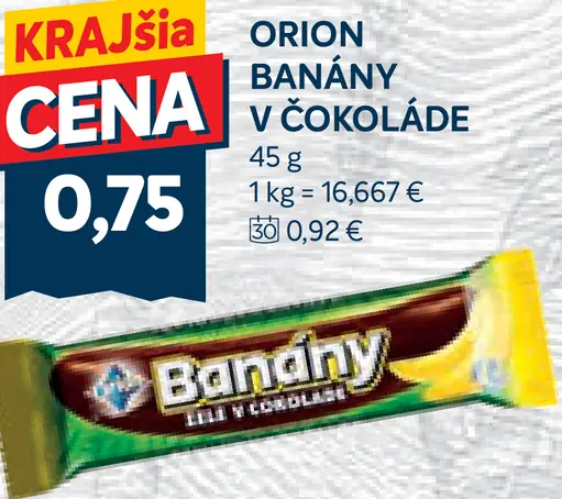 Orion Banány XXL želé v čokoláde