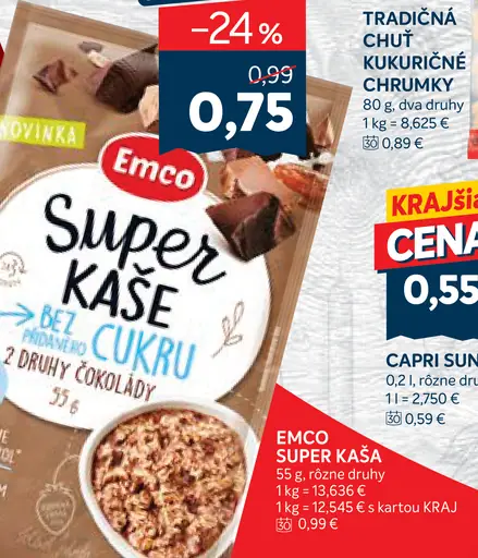 Emco Super kaše, 2 druhy čokolády