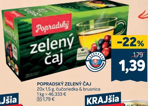 Popradský Zelený čaj čučoriedka a brusnica