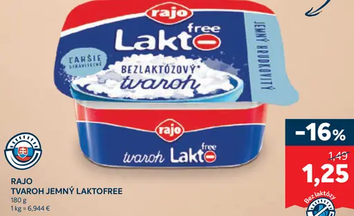 RAJO Tvaroh jemný Laktófree