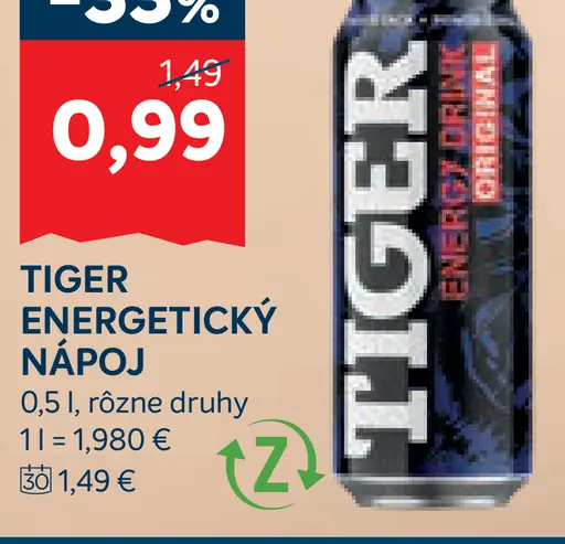 Tiger energetický nápoj rôzne druhy plechovka