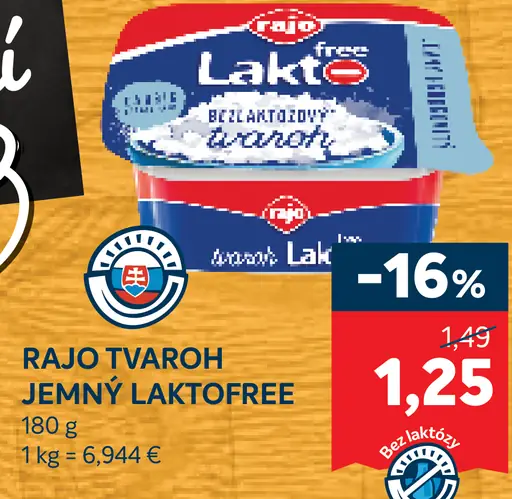 RAJO Tvaroh jemný Laktófree