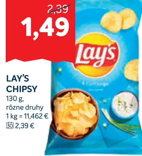 Lay's chipsy rôzne druhy