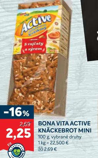 Bona Vita Active knäckebrot mini, vybrané druhy