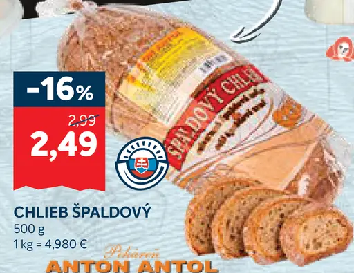 Anton Antol chlieb špaldový