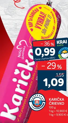 Karička črievko – cena s kartou KRAJ