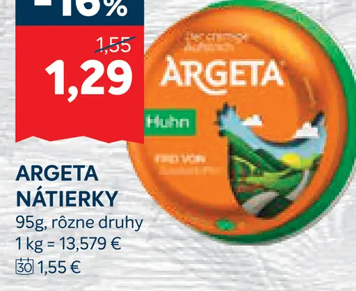 Argeta nátierky, rôzne druhy