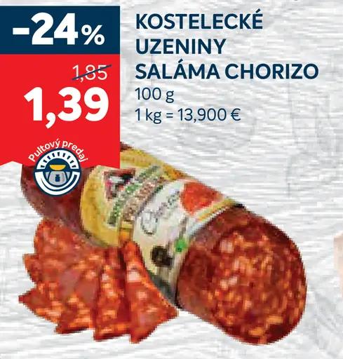 Kostelecké uzeniny Chorizo saláma