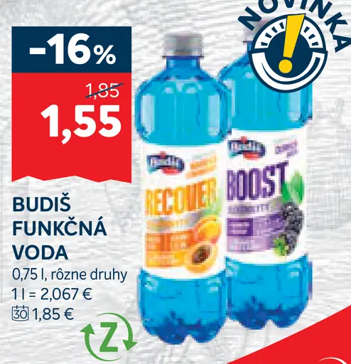 Budiš funkčná voda rôzne druhy