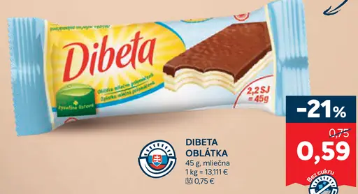 Dibeta oblátka mliečna bez cukru