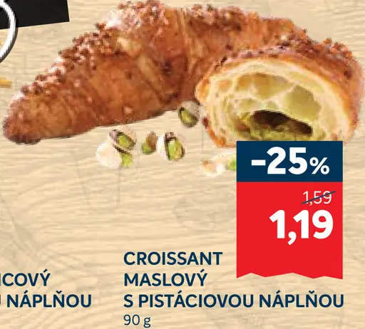 Maslový croissant s pistáciovou náplňou