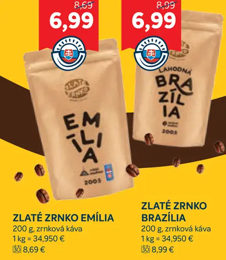 Zlaté zrno Emília, zrnková káva