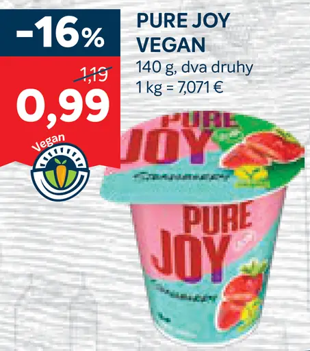 Pure Joy vegan rastlinný dezert, dva druhy