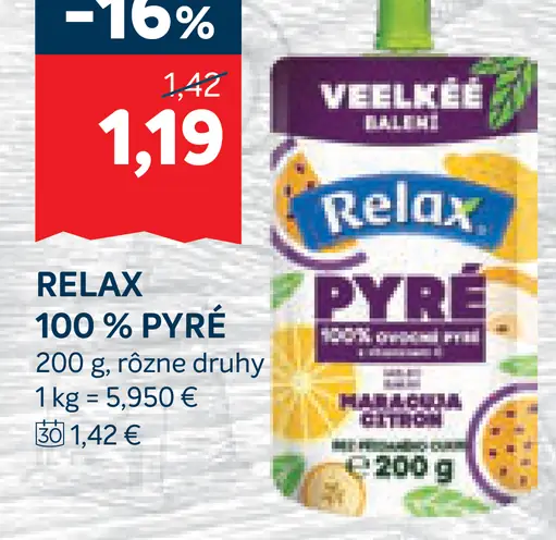 Relax 100 % pyré, rôzne druhy