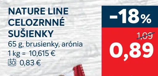 Nature Line celozrnné sušienky s brusnicami a aróniou