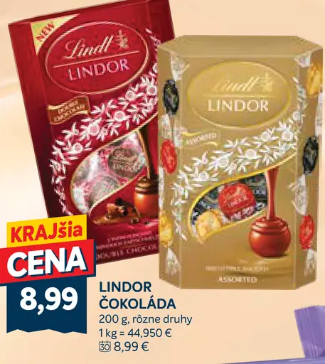 Lindt Lindor čokoláda, rôzne druhy