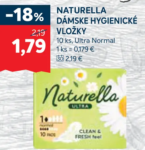 Naturella Dámske Hygienické Vložky Ultra Normal