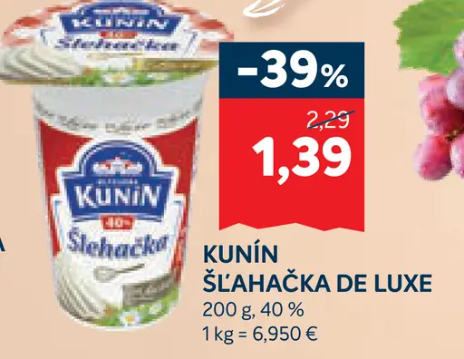 Kúnin Šľahačka De Luxe 40%