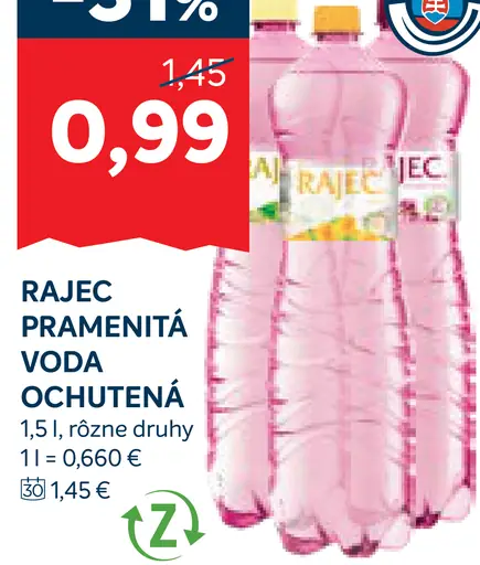 Rajec pramenitá voda ochutená viac druhov