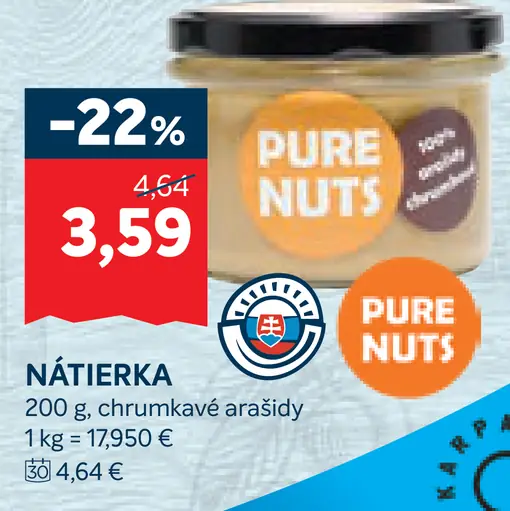Pure Nuts nátierka chrumkavé arašídy