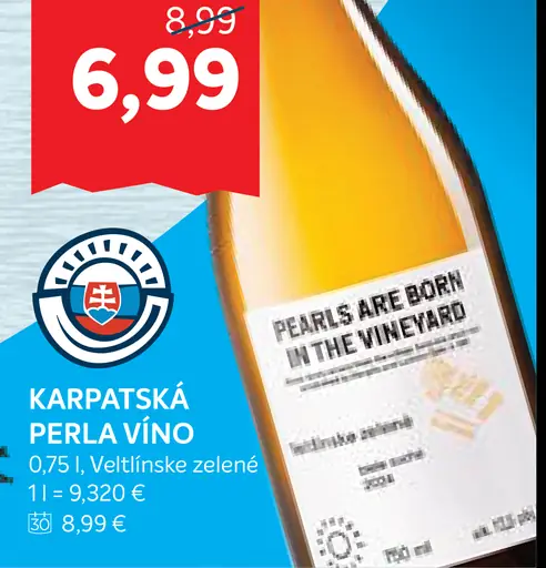 Karpatská perla víno Veltlínske zelené