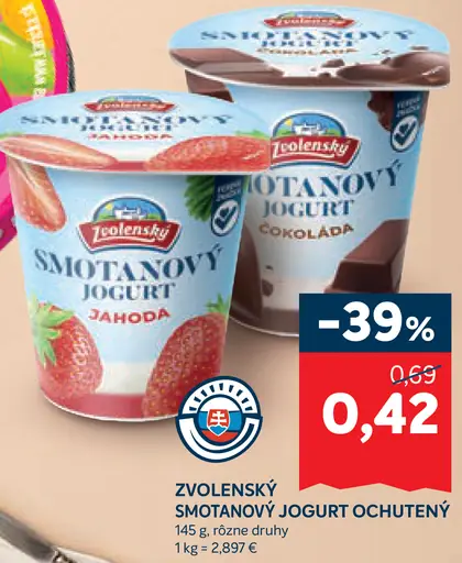 Zvolenský smotanový jogurt 2 druhy