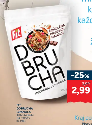FIT Dobruĉha granola – multigrain granola s príchuťou čokoláda, brusnice a mandle