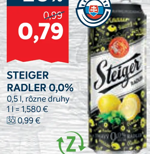 Steiger radler 0,0 % plechovka
