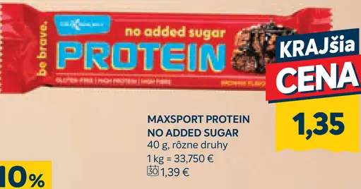 MaxSport Protein No Added Sugar proteínová tyčinka