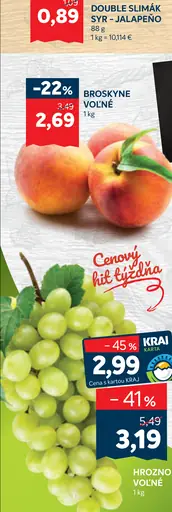 Hrozno biele voľné – KRAJ karta