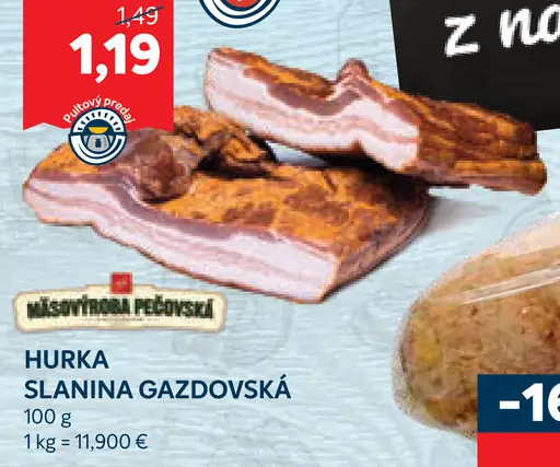 Mäsovýrobňa pekárovská Hurka slanina gazdovská