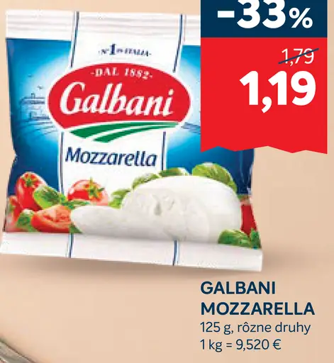 Galbani mozzarella rôzne druhy